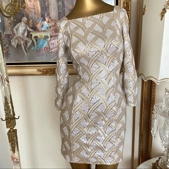 Marciano Dresses | Marciano Sequin Dress | Color: Cream/Gold | Size: Xs | Caponesan's Closet
